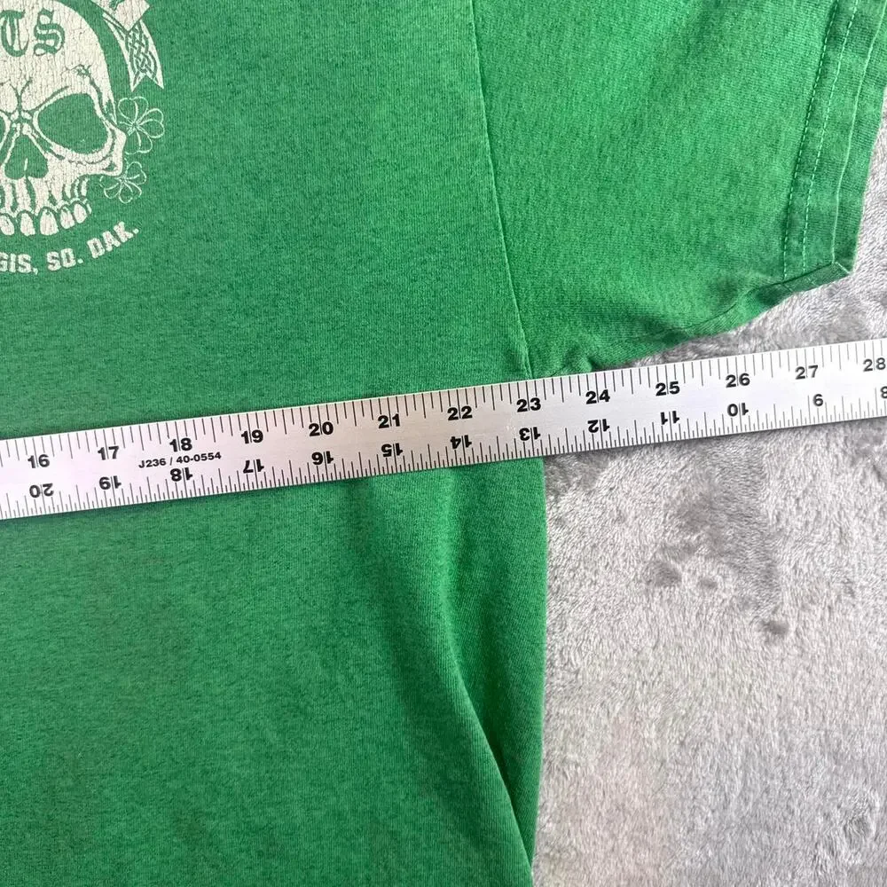 Y2K Full Throttle Saloon Sturgis SD Skull Graphic Tee Green XL Biker - Picture 4 of 8